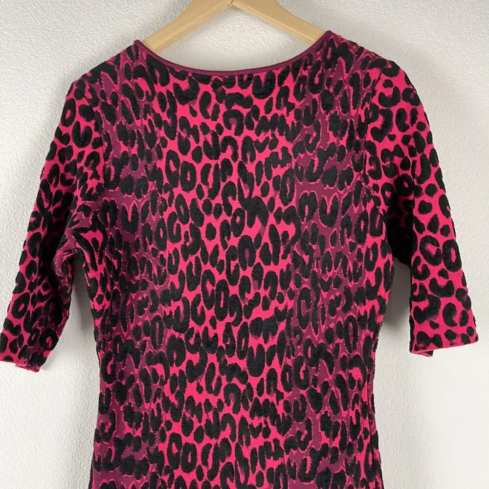 Milly Cheetah Brocade Dress Womens Large Textured Mermaid Flounce‎ Glam Volup
